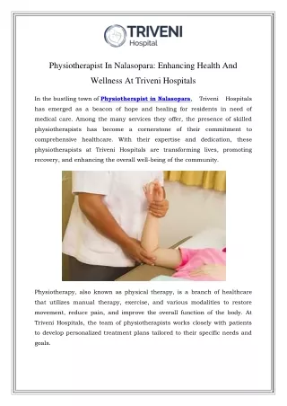 Physiotherapist in Nalasopara Call-7875178753