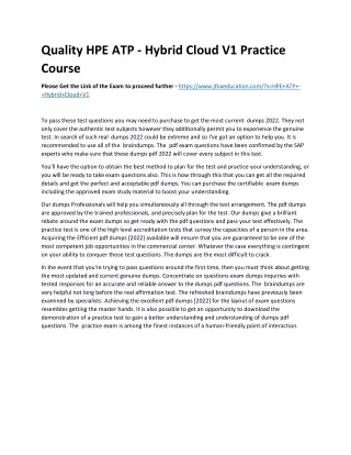 Quality HPE ATP - Hybrid Cloud V1 Practice Course