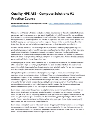 Quality HPE ASE - Compute Solutions V1 Practice Course