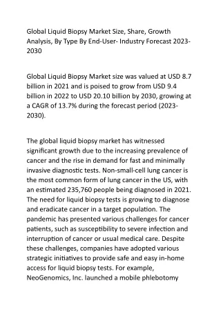 Global Liquid Biopsy Market Size