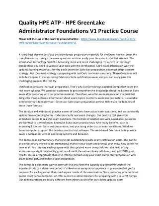 Quality HPE ATP - HPE GreenLake Administrator Foundations V1 Practice Course