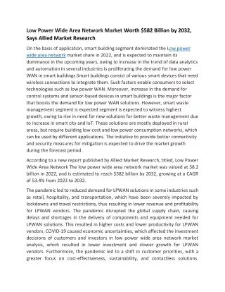 Low Power Wide Area Network Market