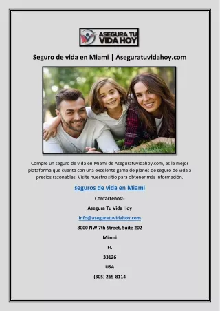 Seguro de vida en Miami | Aseguratuvidahoy.com