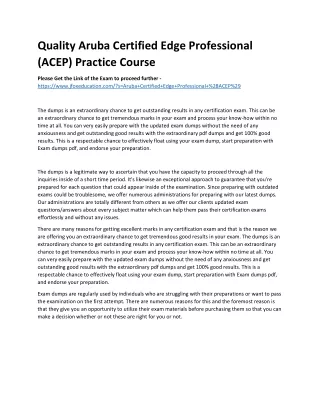 Quality Aruba Certified Edge Professional (ACEP) Practice Course