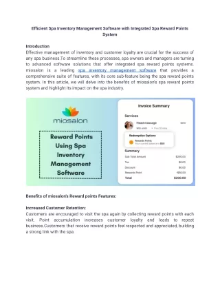 Efficient Spa Inventory Management Software with Integrated Spa Reward Points System