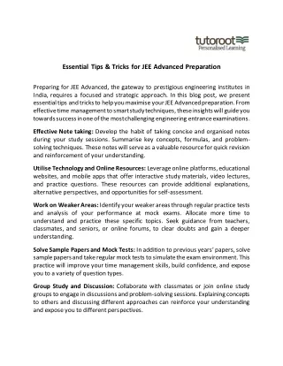 Essential Tips and Tricks for JEE Advanced Preparation