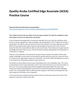 Quality Aruba Certified Edge Associate (ACEA) Practice Course