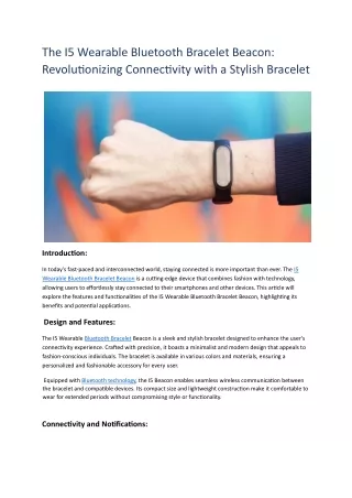 The I5 Wearable Bluetooth Bracelet Beacon: Revolutionizing Connectivity with a S