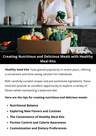 Creating Nutritious and Delicious Meals with Healthy Meal Kits