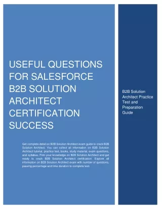 Useful Questions for Salesforce B2B Solution Architect Certification Success