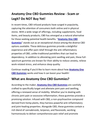 Anatomy One CBD Gummies Review - Scam or Legit? Do NOT Buy Yet!