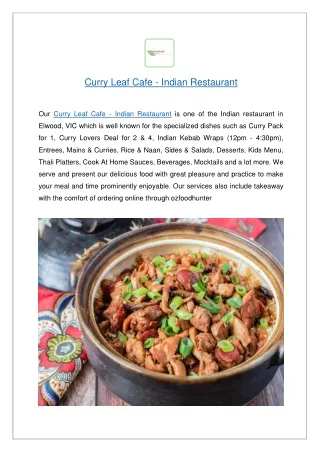 Curry Leaf Cafe - Indian Restaurant - PDF