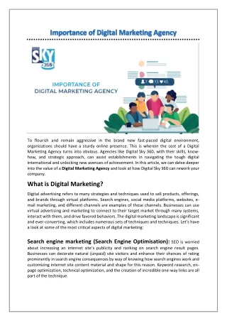 Importance of Digital Marketing Agency