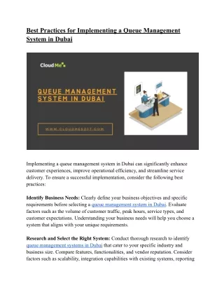 Best Practices for Implementing a Queue Management System in Dubai