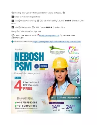 NEBOSH PSM Course in Bahrain