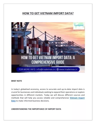 HOW TO GET VIETNAM IMPORT DATA?