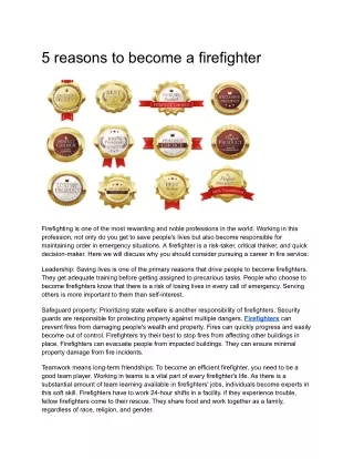 5 reasons to become a firefighter