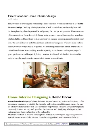 Essential about Home interior design