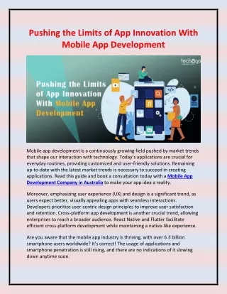 Pushing the Limits of App Innovation With Mobile App Development