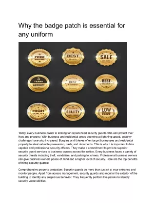 Why the badge patch is essential for any uniform