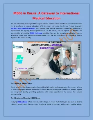 MBBS in Russia: A Gateway to International Medical Education