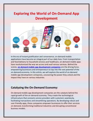 Exploring the World of On-Demand App Development