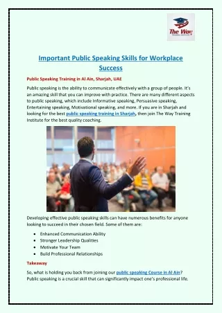 Important Public Speaking Skills for Workplace Success