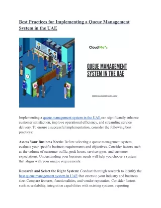 Best Practices for Implementing a Queue Management System in the UAE