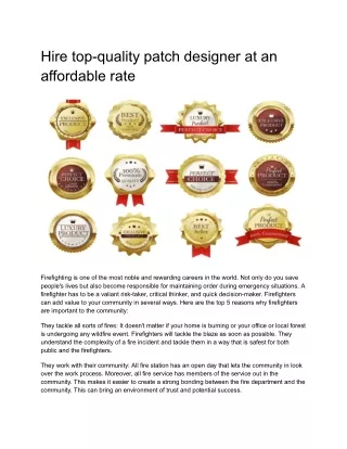 Hire top-quality patch designer at an affordable rate