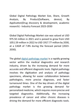 Global Digital Pathology Market Size
