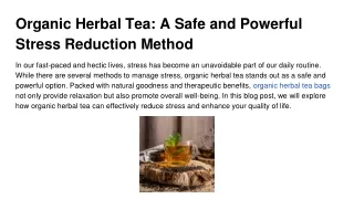 Organic Herbal Tea_ A Safe and Powerful Stress Reduction Method
