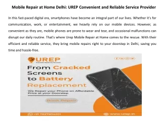 Mobile Repair at Home Delhi - UREP Convenient and Reliable Service Provider