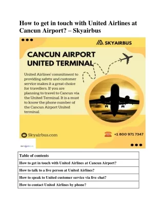 How to get in touch with United Airlines at Cancun Airport