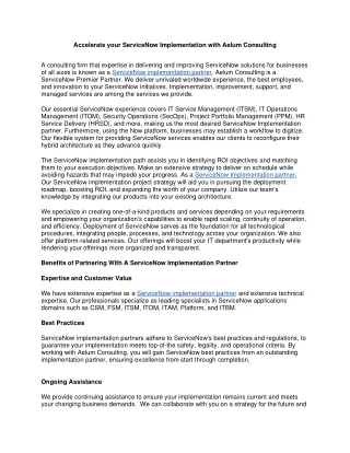 Accelerate your ServiceNow Implementation with Aelum Consulting