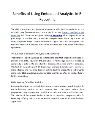 Benefits of Using Embedded Analytics in BI Reporting