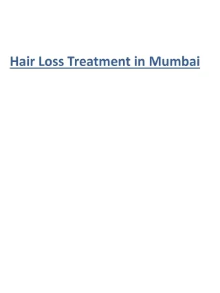 Hair Loss Treatment in Mumbai