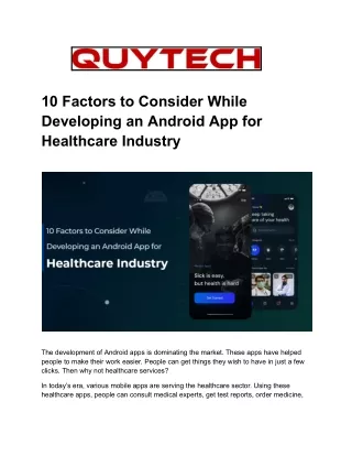 10 Factors to Consider While Developing an Android App for Healthcare Industry