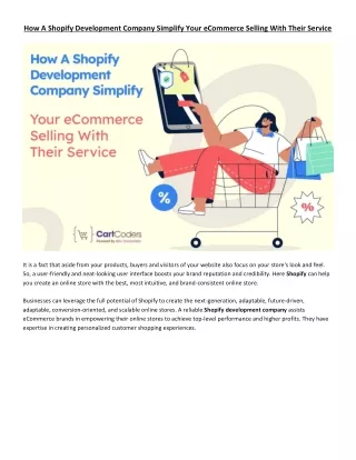 How A Shopify Development Company Simplify Your eCommerce Selling With Their Service
