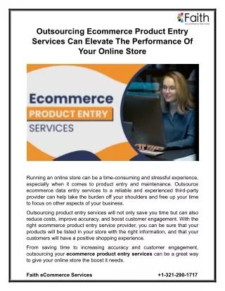 Outsourcing Ecommerce Product Entry Services Can Elevate The Performance Of Your Online Store
