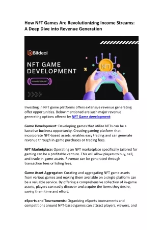 NFT Game Development Company - Bitdeal