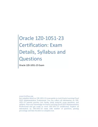 Oracle 1Z0-1051-23 Certification: Exam Details, Syllabus and Questions