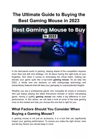 The Best Gaming Mouse for 2023 - A Buyer's Guide