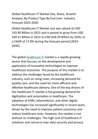 Global Healthcare IT Market Size