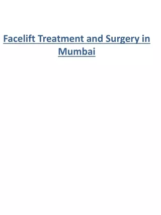 Facelift Treatment and Surgery in Mumbai