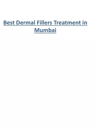 Best Dermal Fillers Treatment in Mumbai