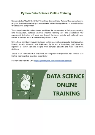 Python Data Science Online Training