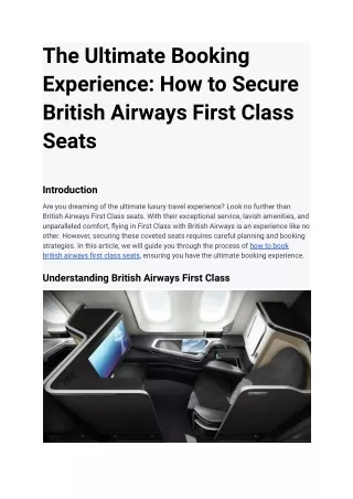 The Ultimate Booking Experience_ How to Secure British Airways First Class Seats