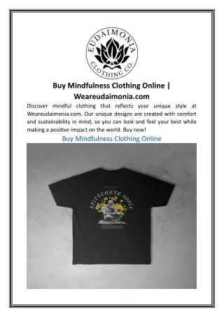 Buy Mindfulness Clothing Online Weareudaimonia