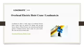 Overhead Electric Hoist Crane  Loadmate.in