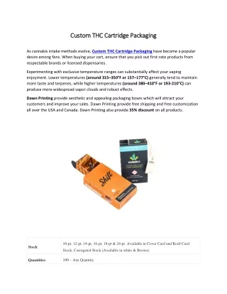 Custom THC Cartridge Packaging